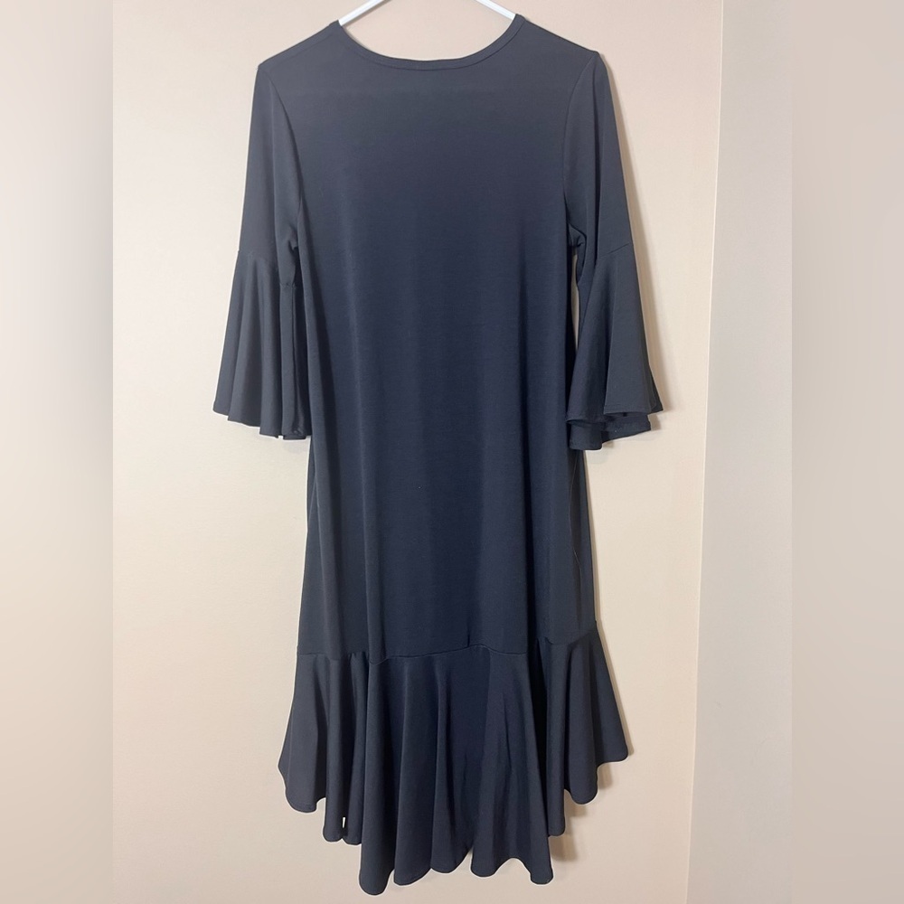 LulaRoe Maurine Black Ruffle Midi Dress‎ Small Whimsygoth FairyGoth Witchy - Picture 7 of 7
